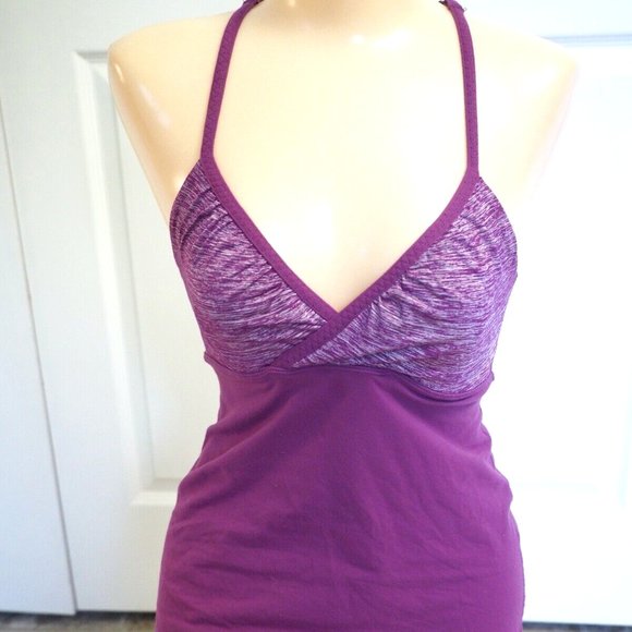 Lululemon Dance Strap Tank Top Color Block V-Neck Scoop Back Purple sz 4 EUC - Picture 8 of 9